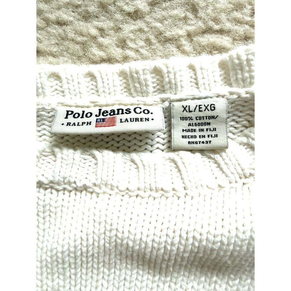 Polo Jeans Ralph Lauren Vintage Sweater USA Crew Neck Knit XL Cotton 90s - Picture 3 of 6